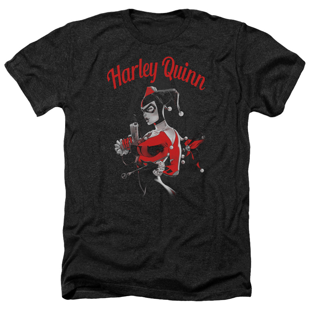 AN OFFCIALLY LICENSED BATMAN SPRING GUN MEN'S HEATHER T-SHIRT CHARCOAL