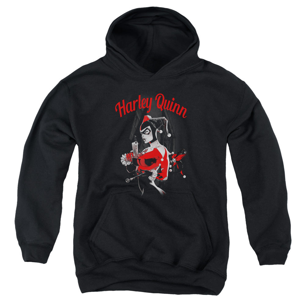 AN OFFCIALLY LICENSED BATMAN SPRING GUN YOUTH HOODIE BLACK
