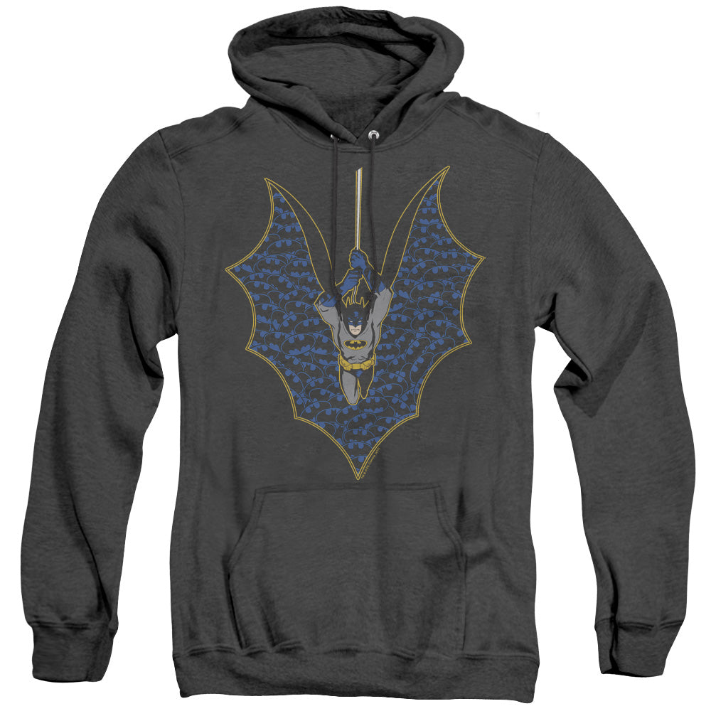 AN OFFCIALLY LICENSED BATMAN BAT FILL ADULT UNISEX HEATHER PULLOVER HOODIE BLACK