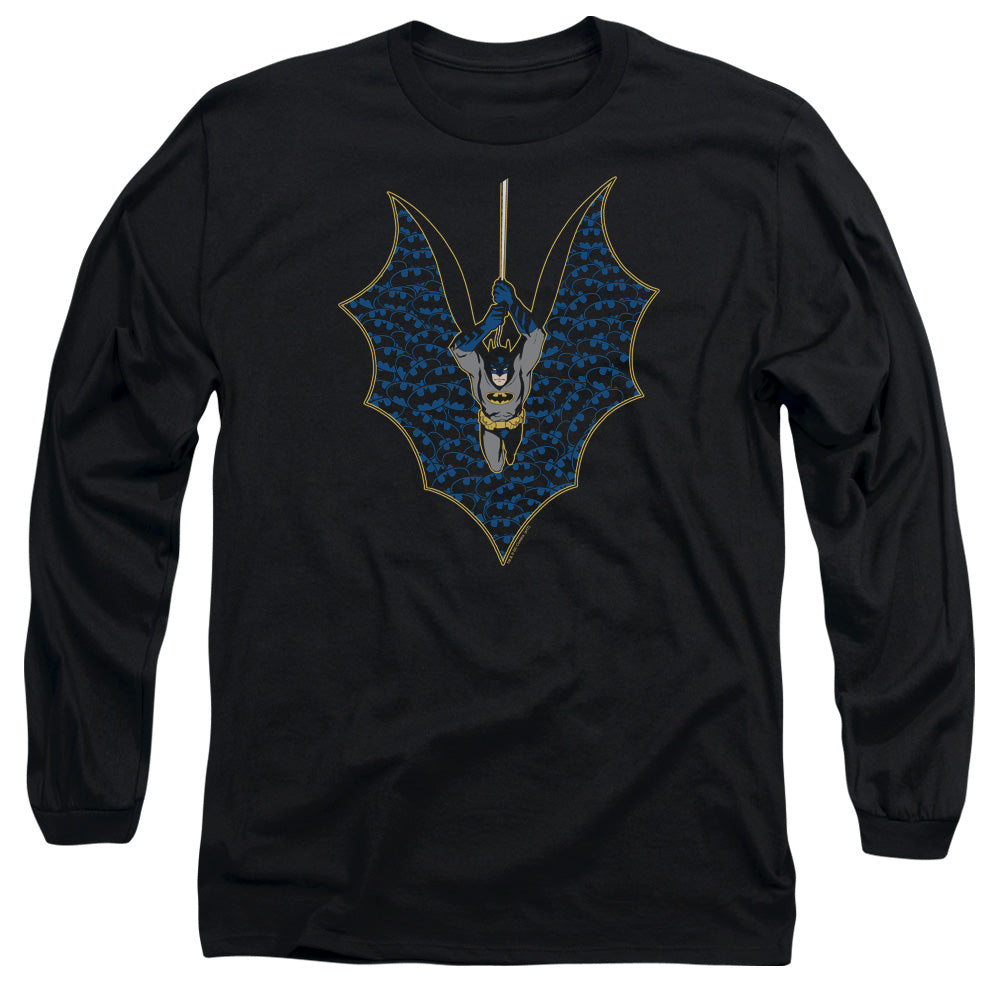 AN OFFCIALLY LICENSED BATMAN BAT FILL MEN'S LONG SLEEVE T-SHIRT BLACK