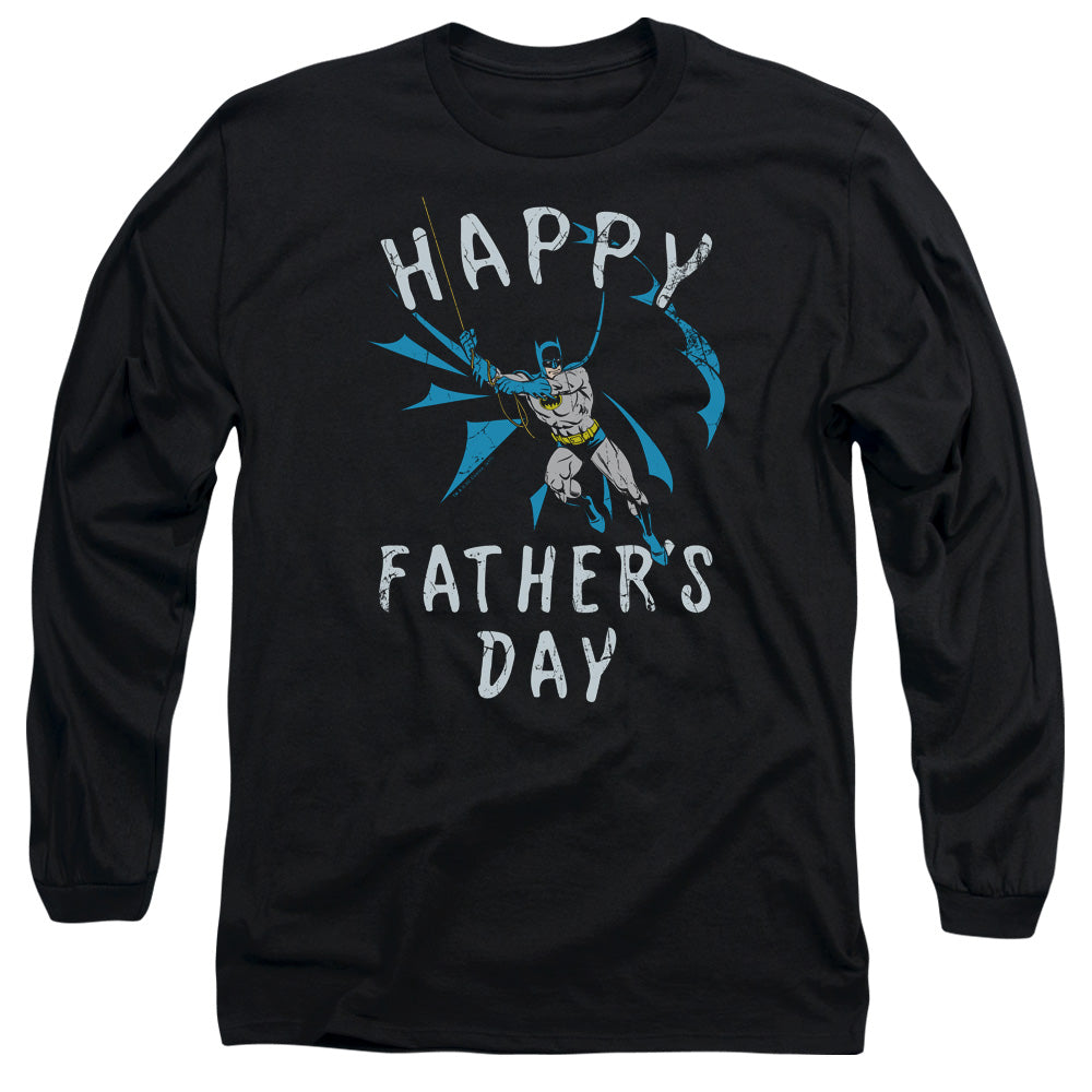 AN OFFCIALLY LICENSED BATMAN FATHERS DAY MEN'S LONG SLEEVE T-SHIRT BLACK
