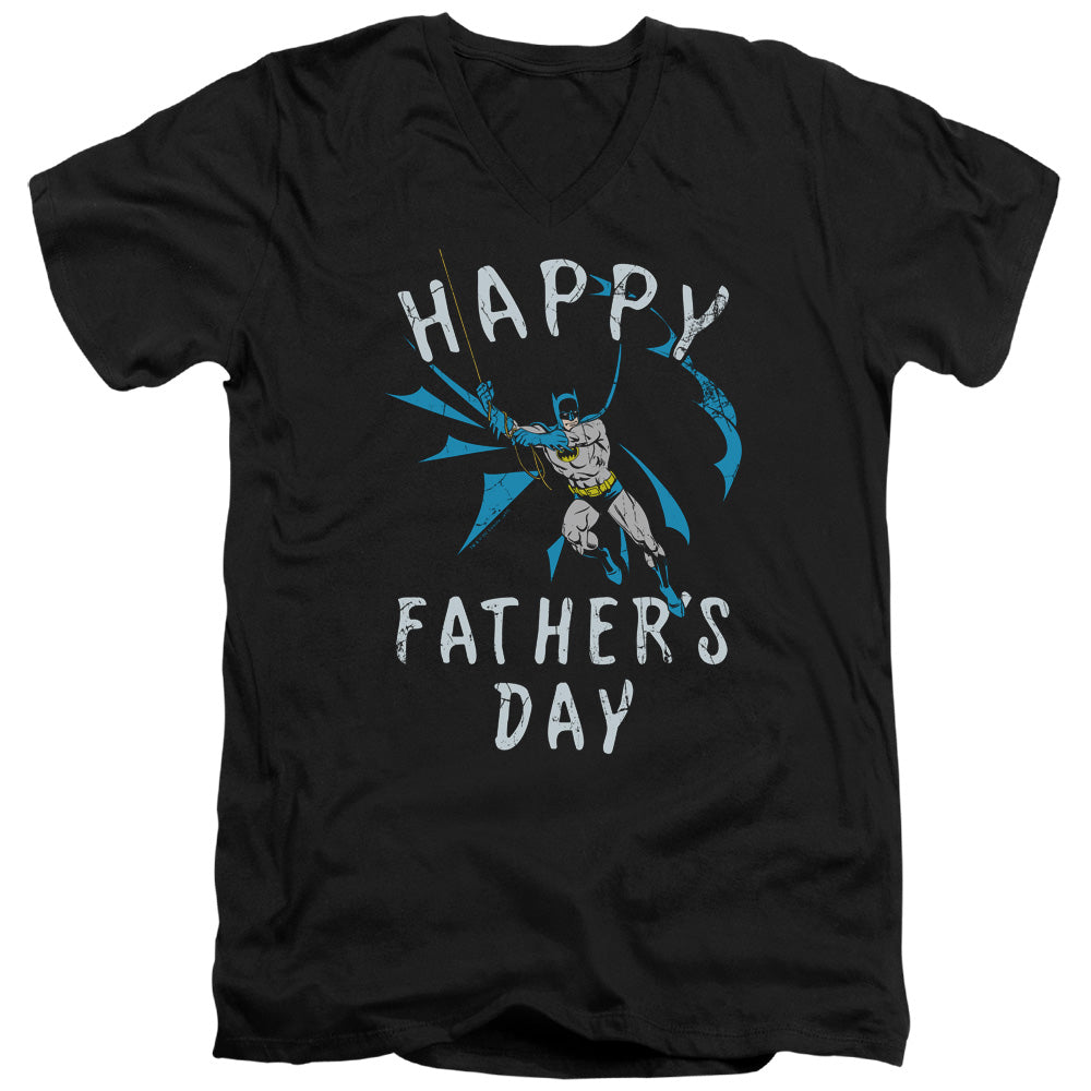AN OFFCIALLY LICENSED BATMAN FATHERS DAY MEN'S V-NECK T-SHIRT BLACK