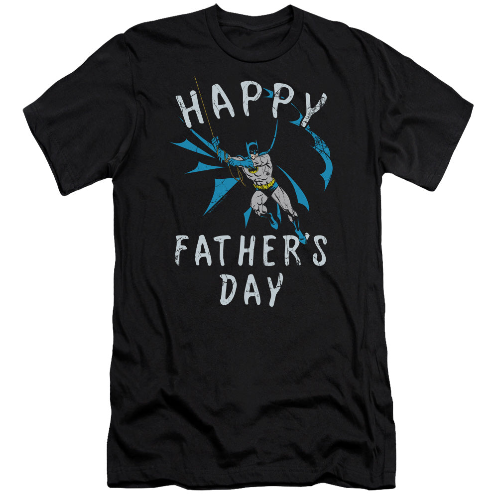 AN OFFCIALLY LICENSED BATMAN FATHERS DAY MEN'S PREMIUM SLIM FIT T-SHIRT BLACK