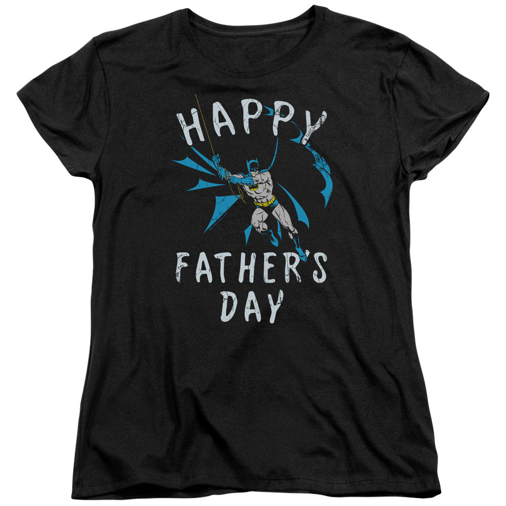 AN OFFCIALLY LICENSED BATMAN FATHERS DAY WOMEN'S REGULAR FIT T-SHIRT BLACK