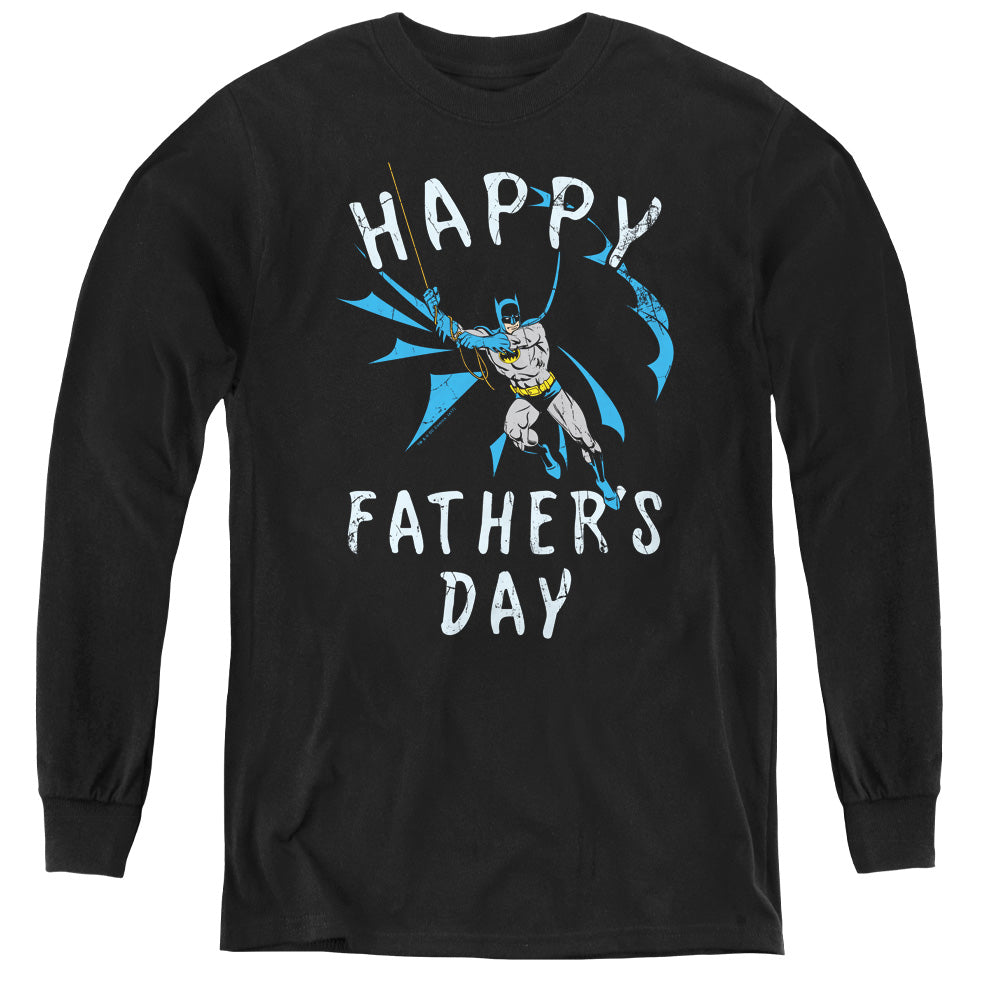 AN OFFCIALLY LICENSED BATMAN FATHERS DAY YOUTH LONG SLEEVE T-SHIRT BLACK