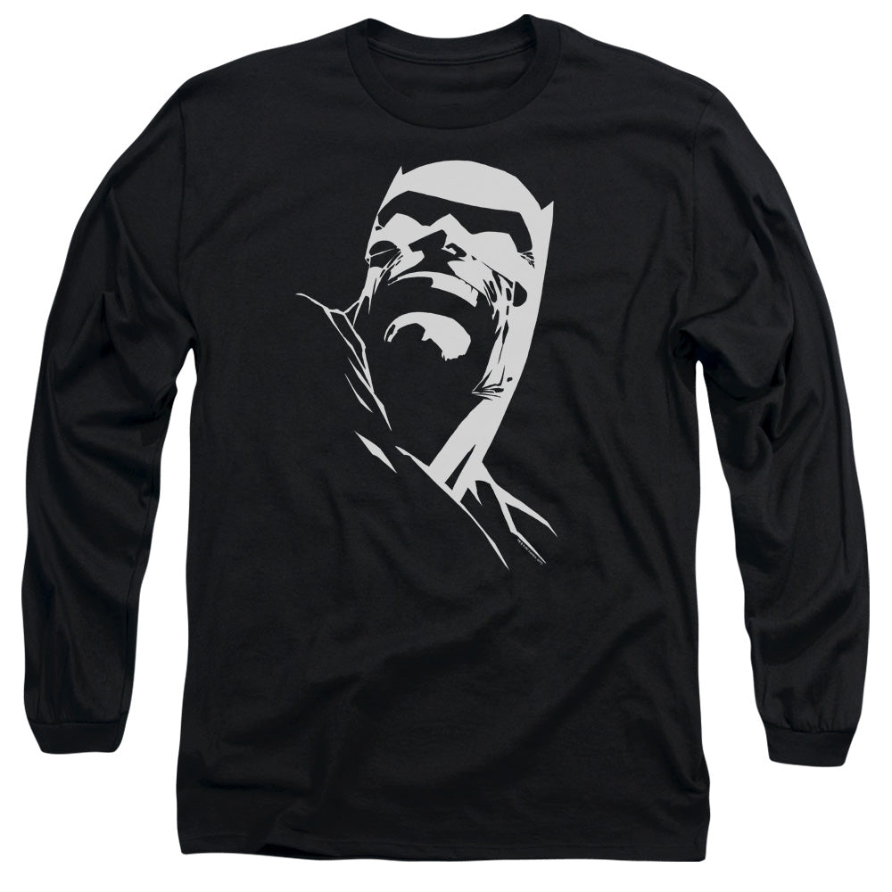 AN OFFCIALLY LICENSED BATMAN DKR HEAD MEN'S LONG SLEEVE T-SHIRT BLACK