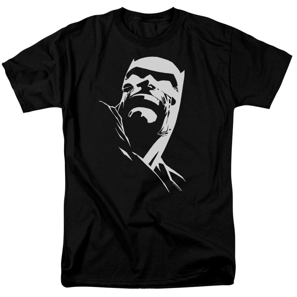AN OFFCIALLY LICENSED BATMAN DKR HEAD MEN'S REGULAR FIT T-SHIRT BLACK