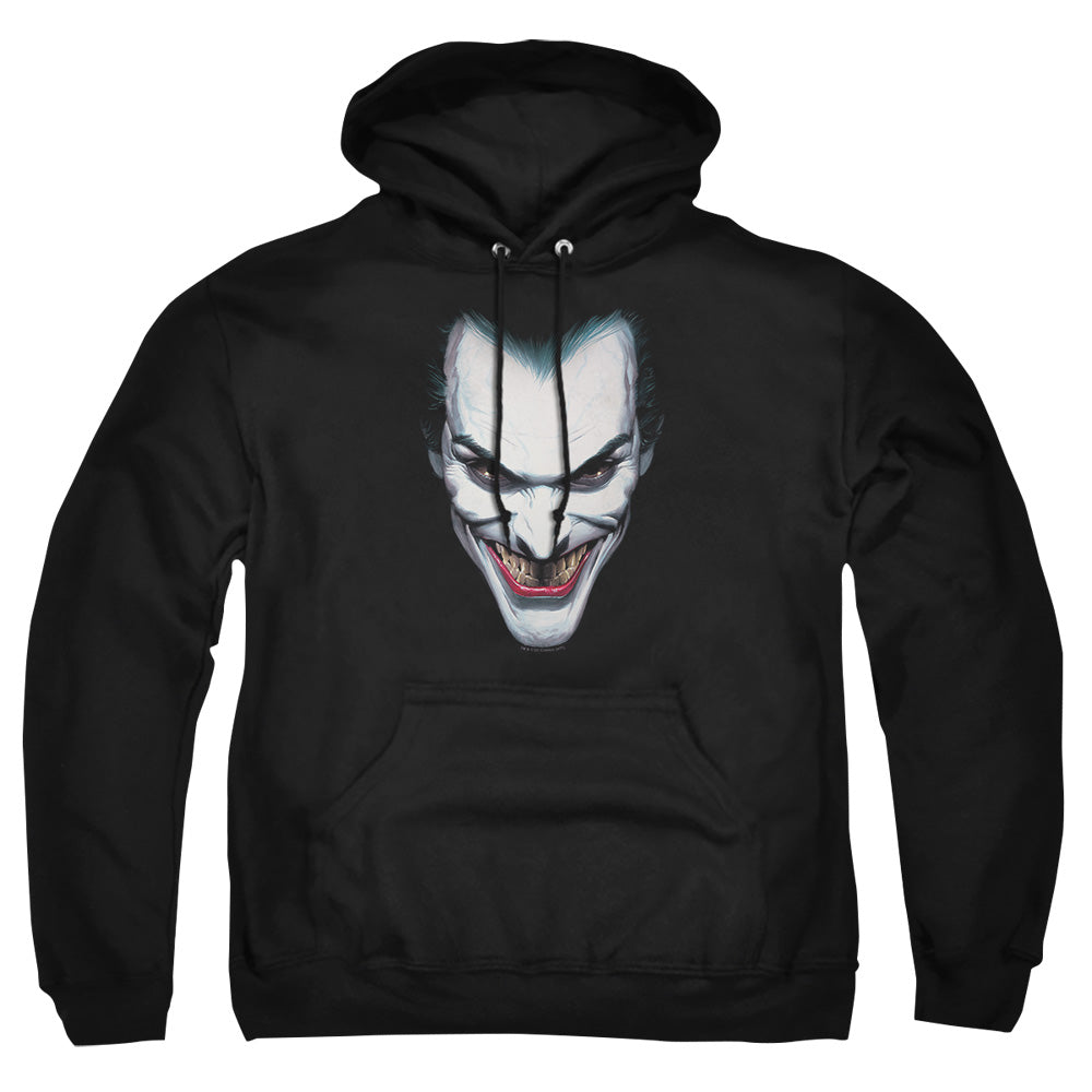 AN OFFCIALLY LICENSED BATMAN JOKER PORTRAIT ADULT UNISEX PULLOVER HOODIE BLACK
