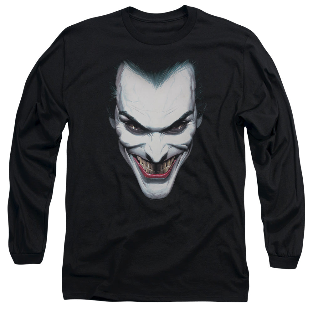 AN OFFCIALLY LICENSED BATMAN JOKER PORTRAIT MEN'S LONG SLEEVE T-SHIRT BLACK