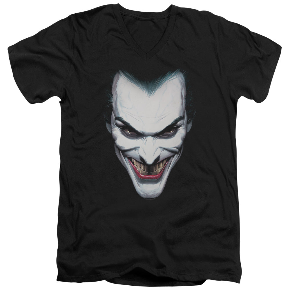 AN OFFCIALLY LICENSED BATMAN JOKER PORTRAIT MEN'S V-NECK T-SHIRT BLACK