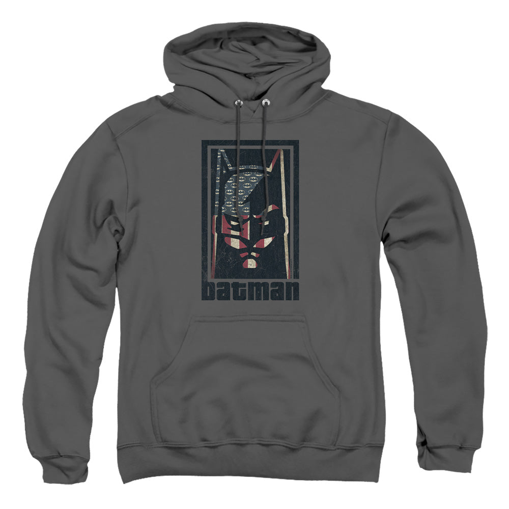 AN OFFCIALLY LICENSED BATMAN AMERICAN BATMAN ADULT UNISEX PULLOVER HOODIE CHARCOAL