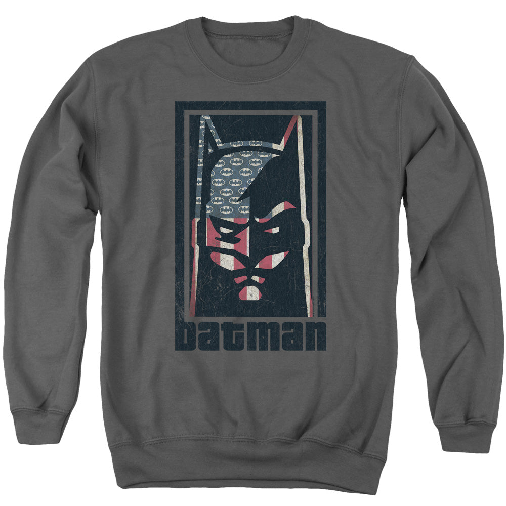 AN OFFCIALLY LICENSED BATMAN AMERICAN BATMAN ADULT UNISEX CREWNECK SWEATSHIRT CHARCOAL