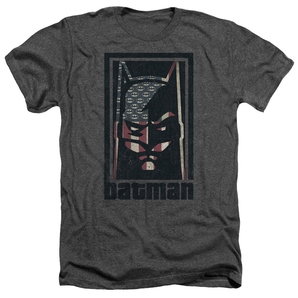 AN OFFCIALLY LICENSED BATMAN AMERICAN BATMAN MEN'S HEATHER T-SHIRT CHARCOAL