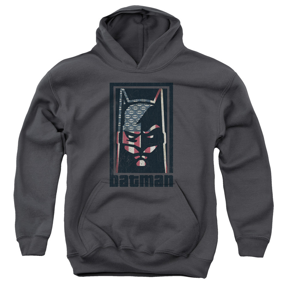 AN OFFCIALLY LICENSED BATMAN AMERICAN BATMAN YOUTH HOODIE CHARCOAL