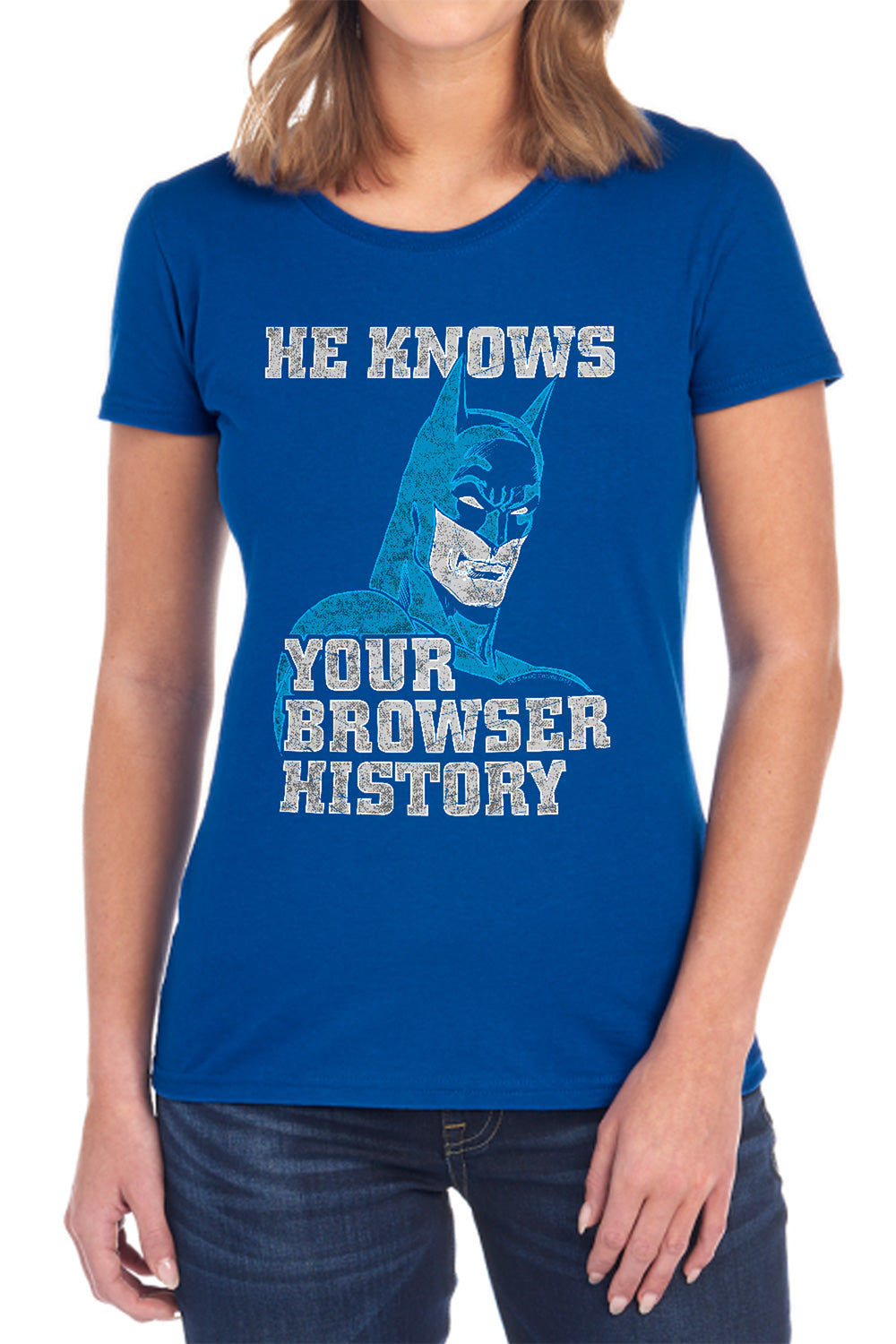 AN OFFCIALLY LICENSED BATMAN BATMAN KNOWS WOMEN'S REGULAR FIT T-SHIRT BLACK