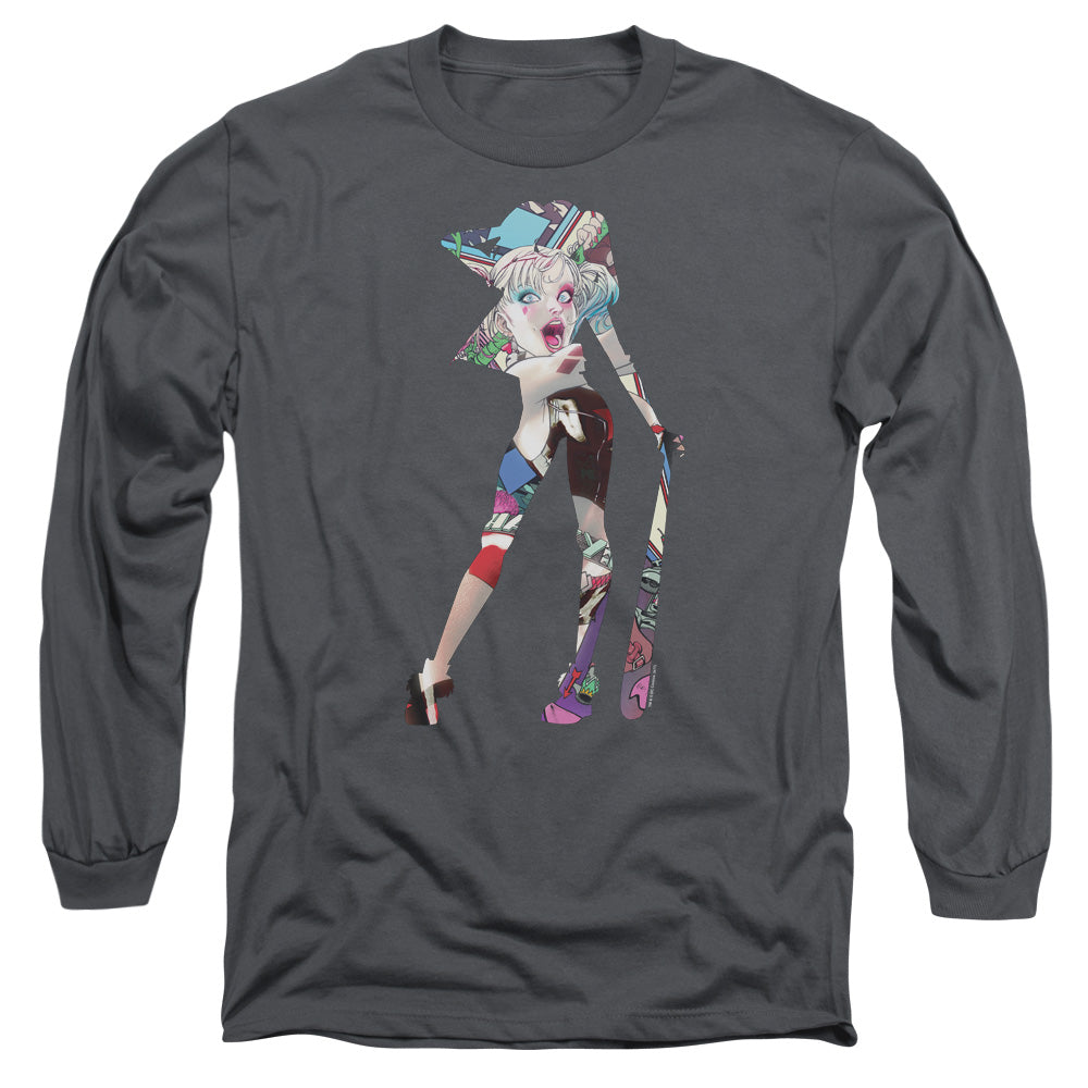 AN OFFCIALLY LICENSED BATMAN SCENE INSIDE MEN'S LONG SLEEVE T-SHIRT CHARCOAL
