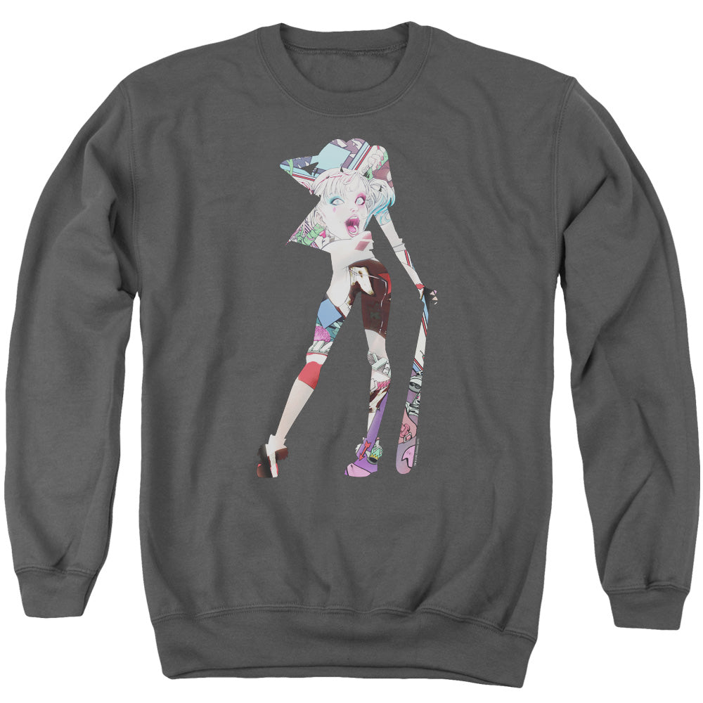 AN OFFCIALLY LICENSED BATMAN SCENE INSIDE ADULT UNISEX CREWNECK SWEATSHIRT CHARCOAL