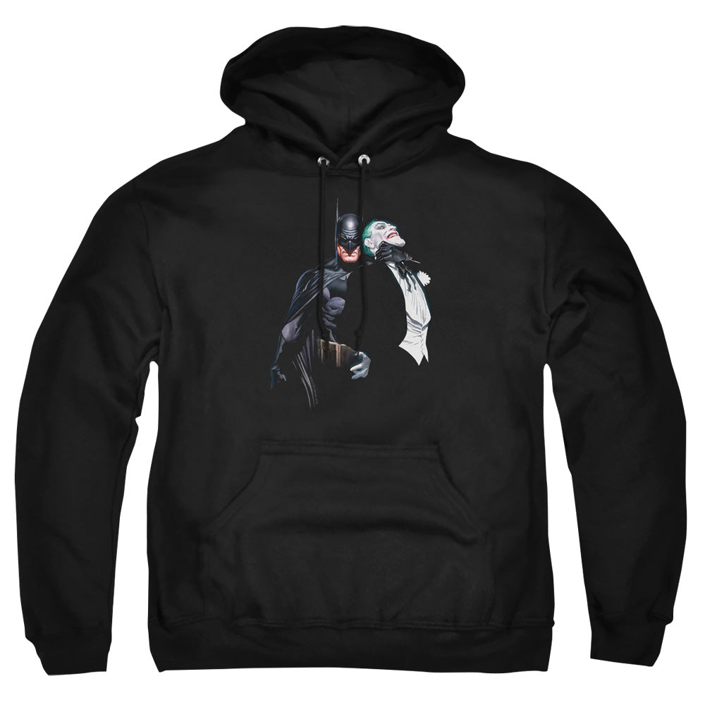 AN OFFCIALLY LICENSED BATMAN JOKER CHOKE ADULT UNISEX PULLOVER HOODIE BLACK