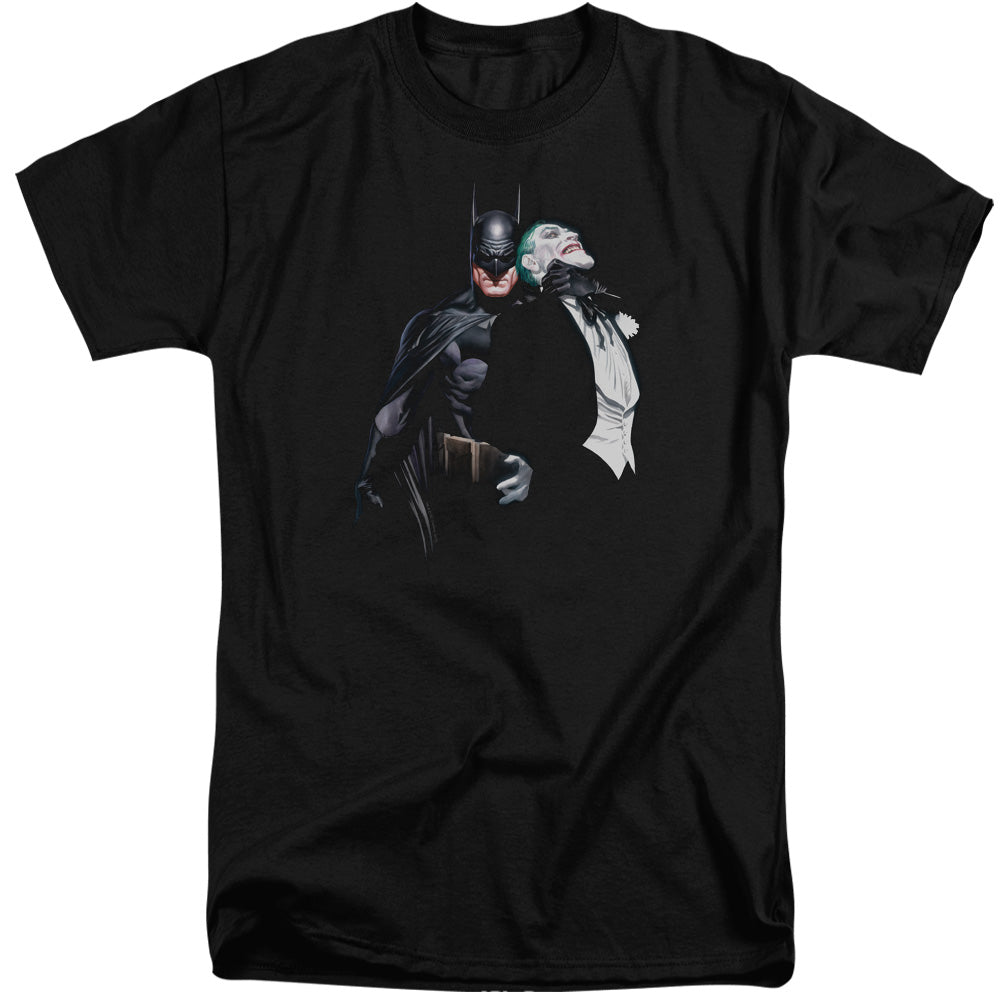 AN OFFCIALLY LICENSED BATMAN JOKER CHOKE MEN'S TALL FIT T-SHIRT BLACK