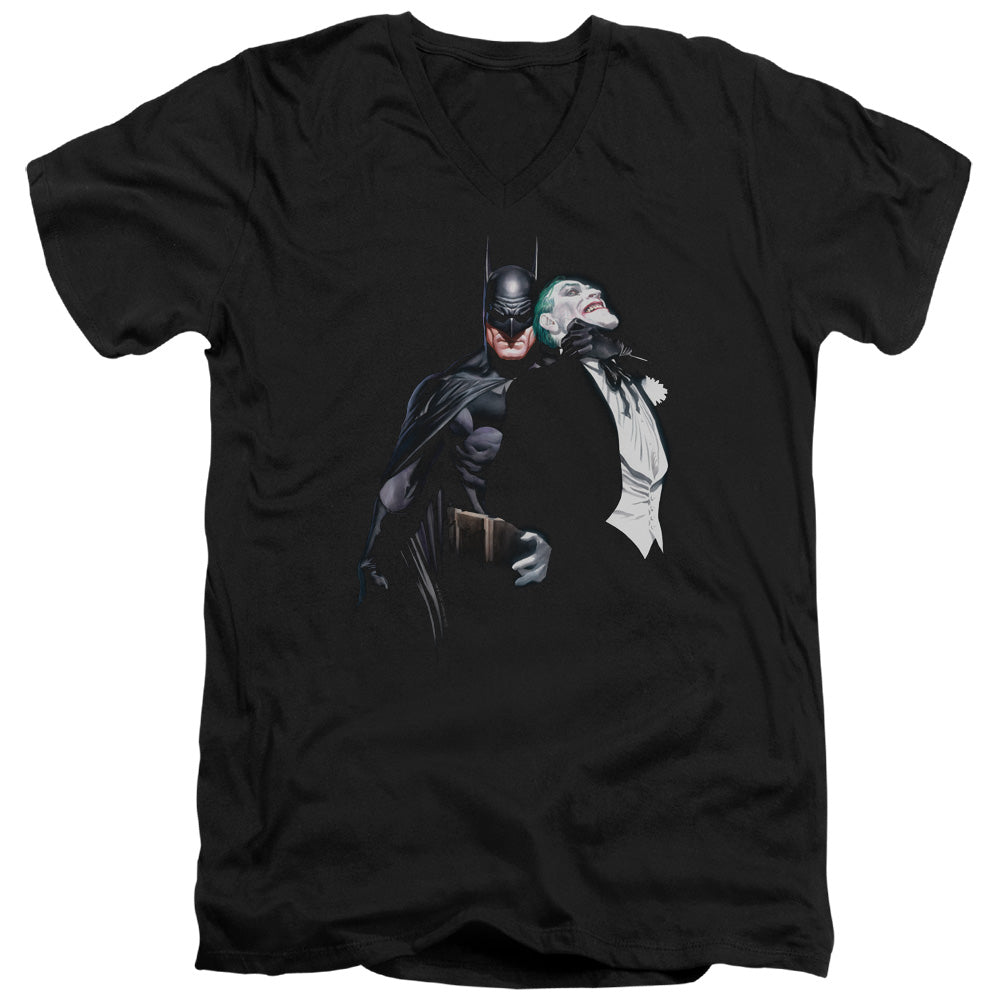 AN OFFCIALLY LICENSED BATMAN JOKER CHOKE MEN'S V-NECK T-SHIRT BLACK
