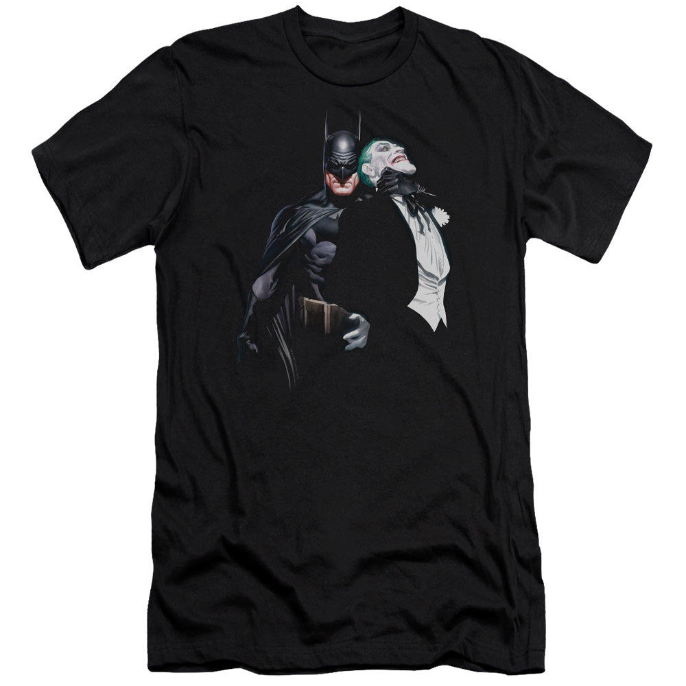 AN OFFCIALLY LICENSED BATMAN JOKER CHOKE MEN'S PREMIUM SLIM FIT T-SHIRT BLACK