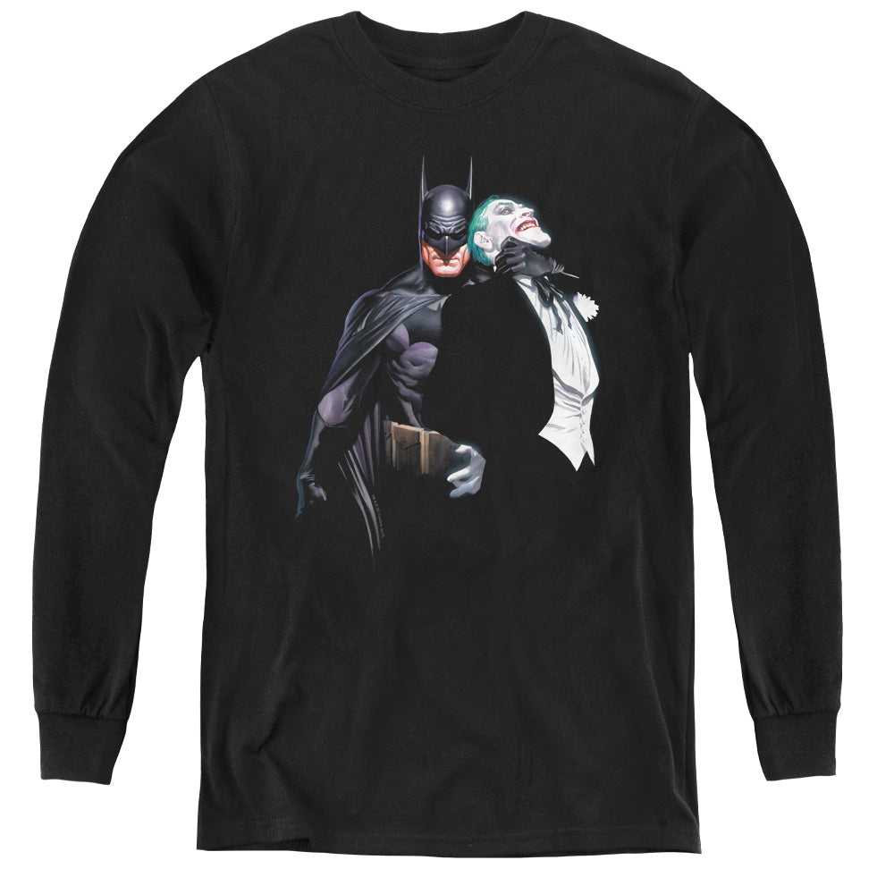 AN OFFCIALLY LICENSED BATMAN JOKER CHOKE YOUTH LONG SLEEVE T-SHIRT BLACK