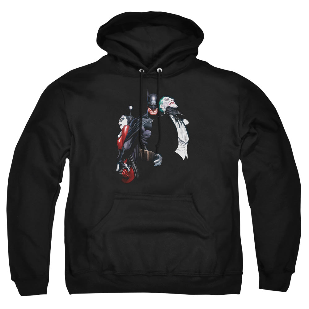 AN OFFCIALLY LICENSED BATMAN JOKER HARLEY CHOKE 
 ADULT UNISEX PULLOVER HOODIE BLACK