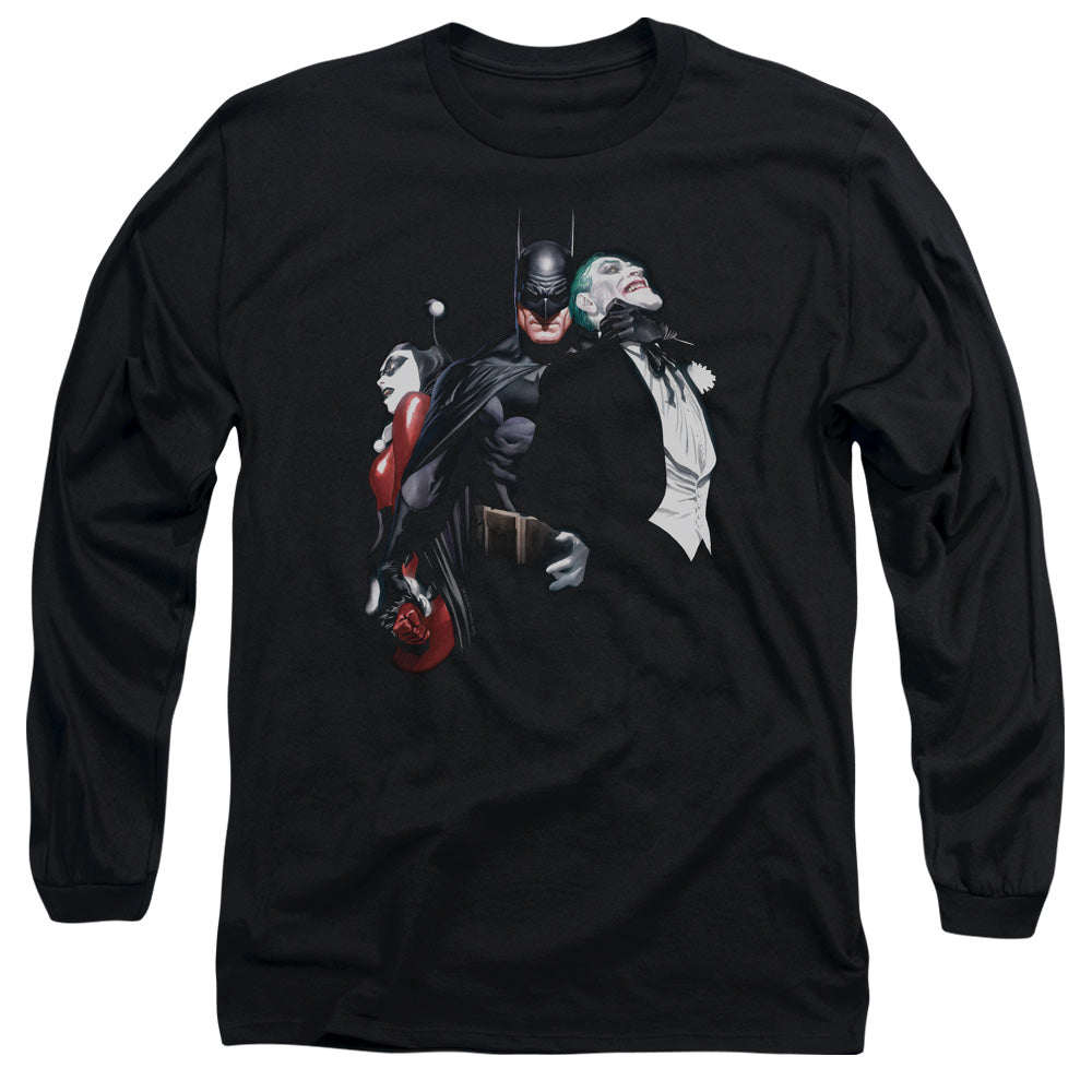 AN OFFCIALLY LICENSED BATMAN JOKER HARLEY CHOKE 
 MEN'S LONG SLEEVE T-SHIRT BLACK
