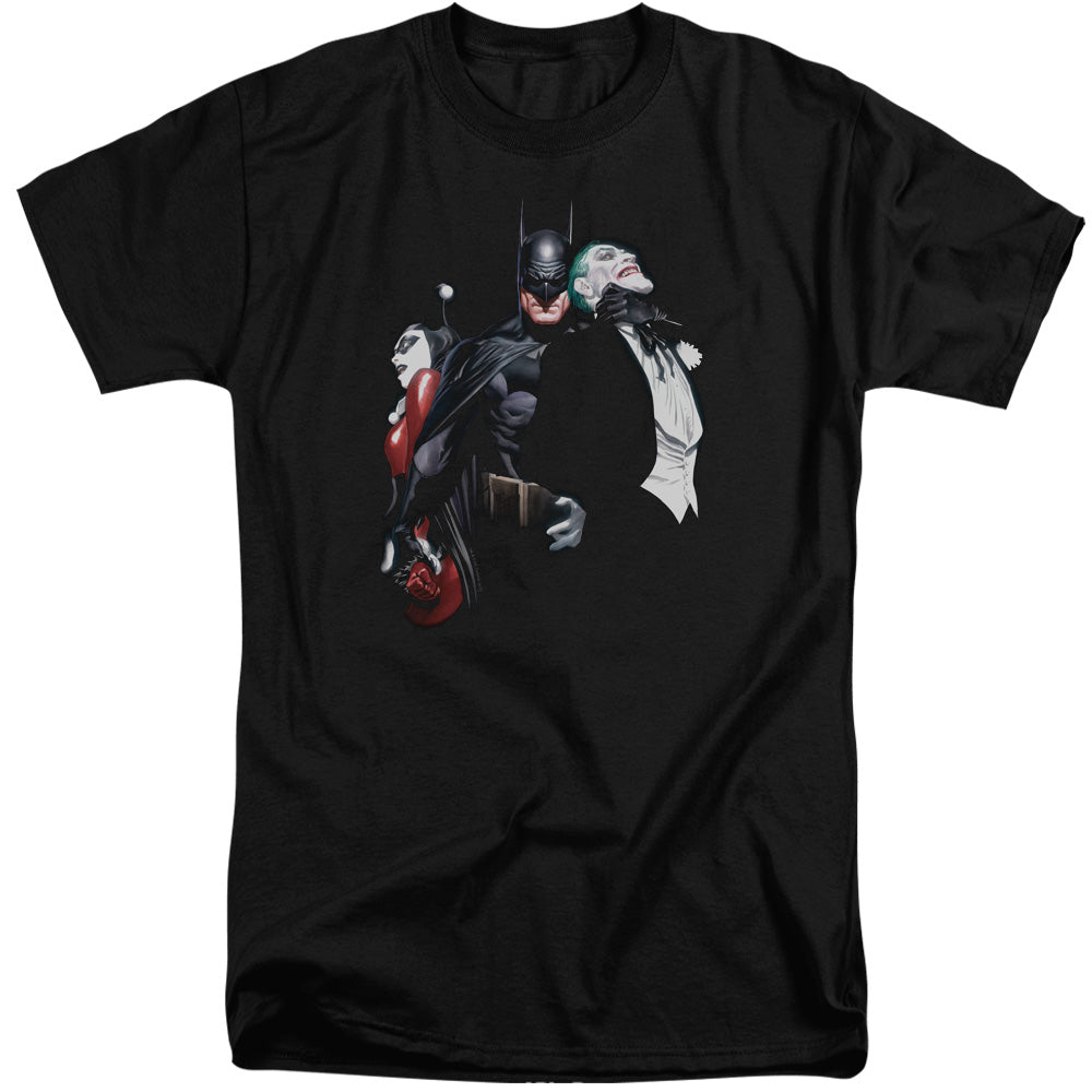 AN OFFCIALLY LICENSED BATMAN JOKER HARLEY CHOKE 
 MEN'S TALL FIT T-SHIRT BLACK