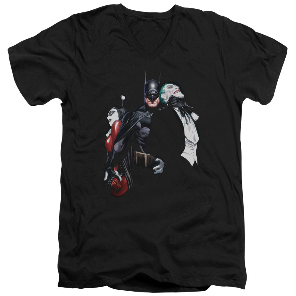 AN OFFCIALLY LICENSED BATMAN JOKER HARLEY CHOKE 
 MEN'S V-NECK T-SHIRT BLACK