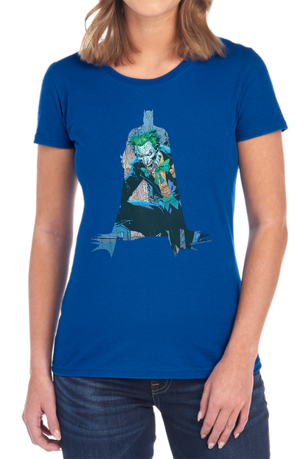 AN OFFCIALLY LICENSED BATMAN SCENE INSIDE WOMEN'S REGULAR FIT T-SHIRT BLACK