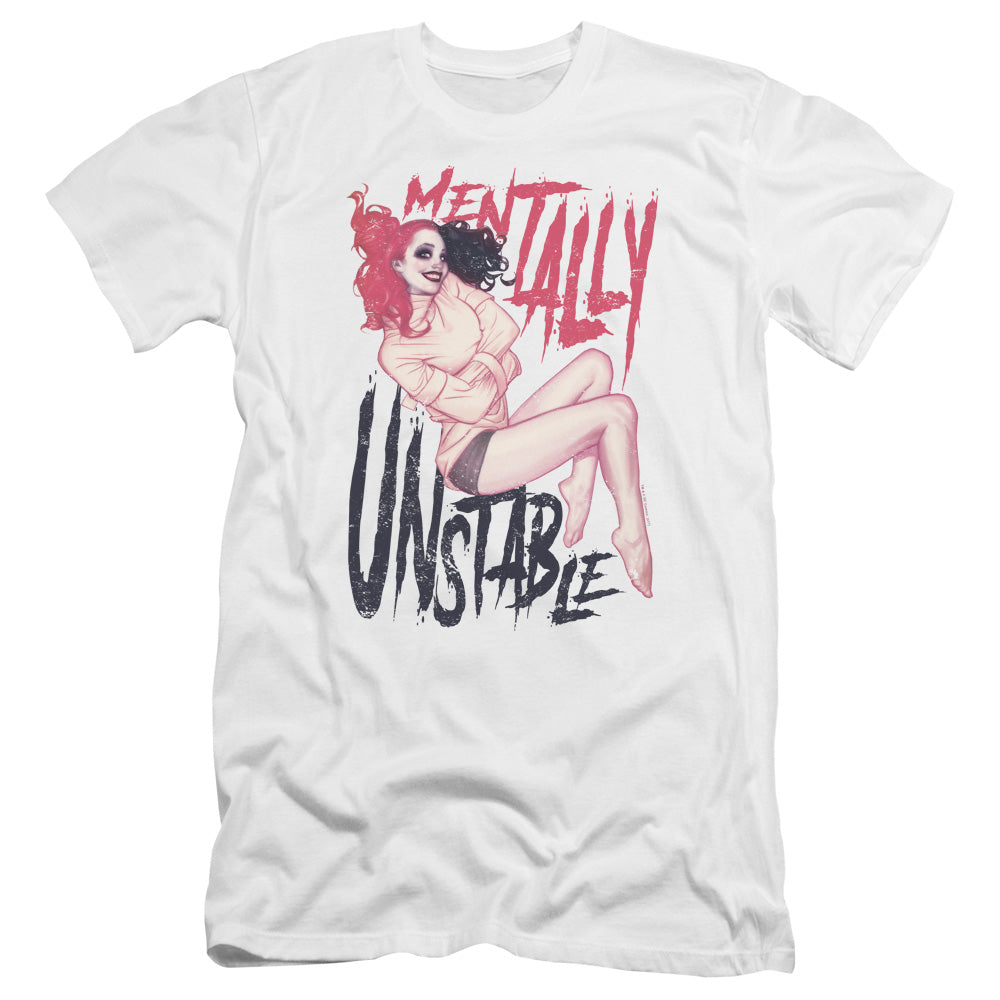 AN OFFCIALLY LICENSED BATMAN UNSTABLE MEN'S PREMIUM SLIM FIT T-SHIRT WHITE