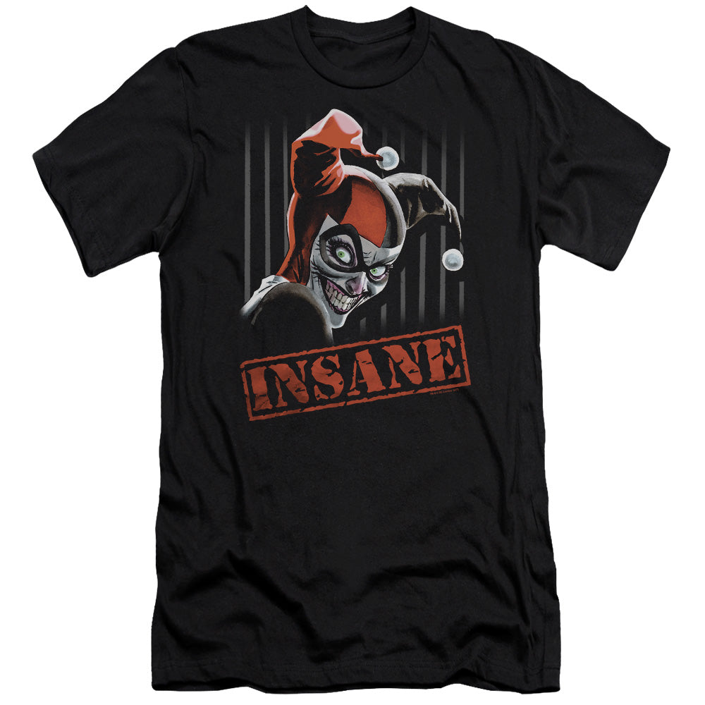 AN OFFCIALLY LICENSED BATMAN INSANE MEN'S PREMIUM SLIM FIT T-SHIRT BLACK