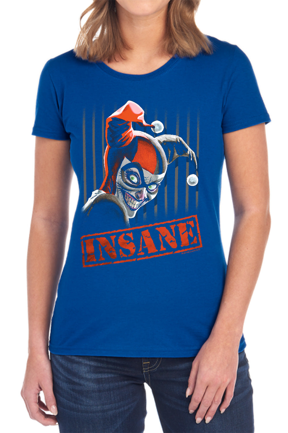 AN OFFCIALLY LICENSED BATMAN INSANE WOMEN'S REGULAR FIT T-SHIRT BLACK