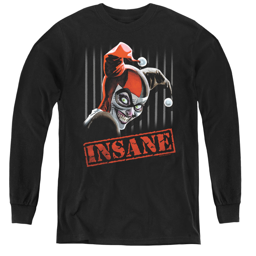 AN OFFCIALLY LICENSED BATMAN INSANE YOUTH LONG SLEEVE T-SHIRT BLACK