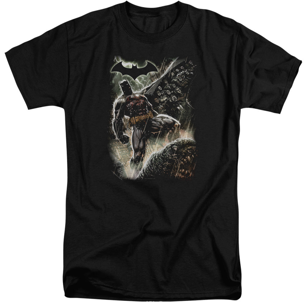 AN OFFCIALLY LICENSED BATMAN FAMILY MEN'S TALL FIT T-SHIRT BLACK