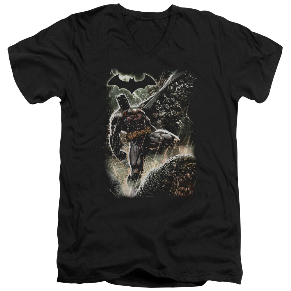 AN OFFCIALLY LICENSED BATMAN FAMILY MEN'S V-NECK T-SHIRT BLACK