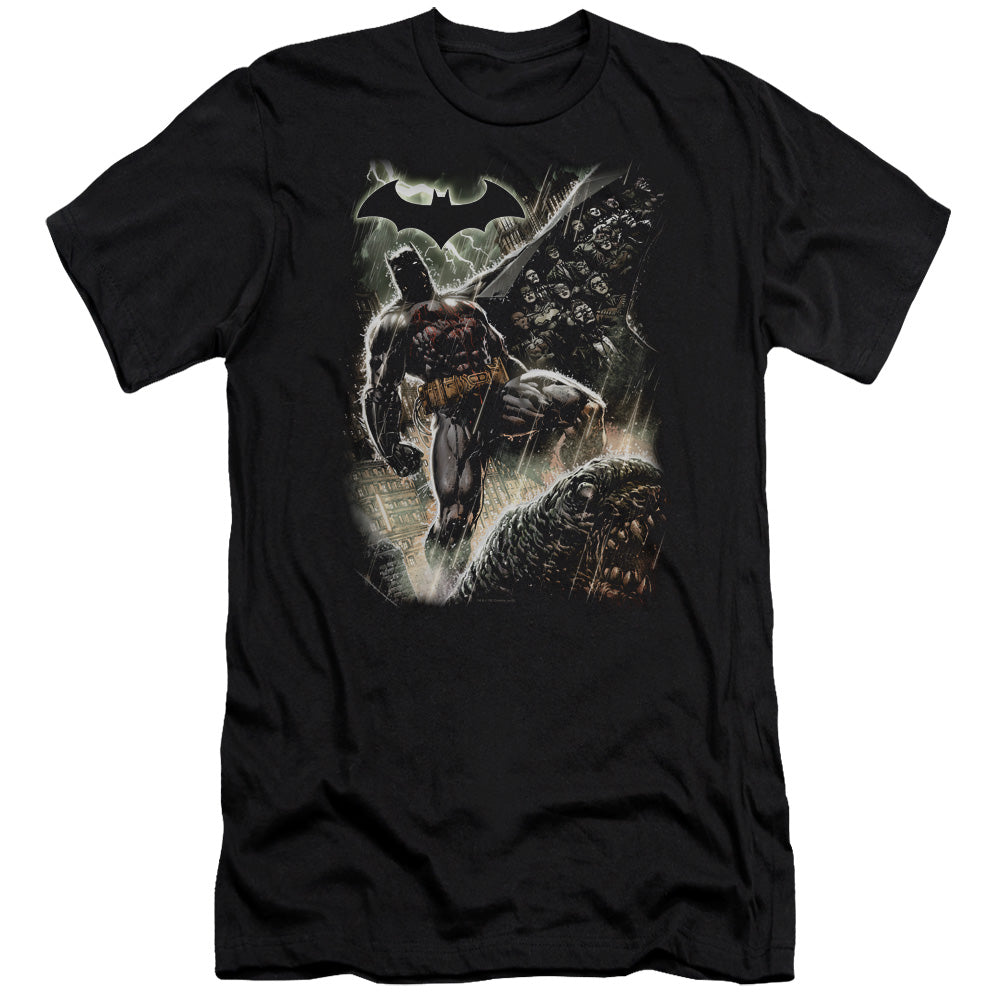 AN OFFCIALLY LICENSED BATMAN FAMILY MEN'S PREMIUM SLIM FIT T-SHIRT BLACK