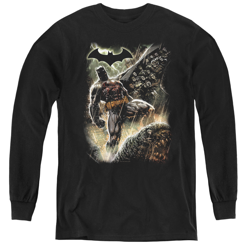 AN OFFCIALLY LICENSED BATMAN FAMILY YOUTH LONG SLEEVE T-SHIRT BLACK