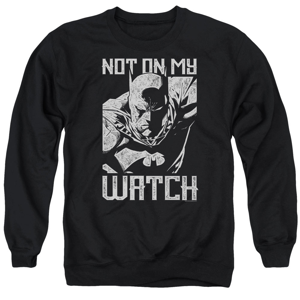 AN OFFCIALLY LICENSED BATMAN WATCH ADULT UNISEX CREWNECK SWEATSHIRT BLACK