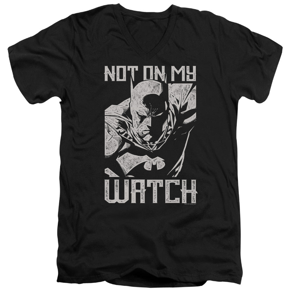 AN OFFCIALLY LICENSED BATMAN WATCH MEN'S V-NECK T-SHIRT BLACK