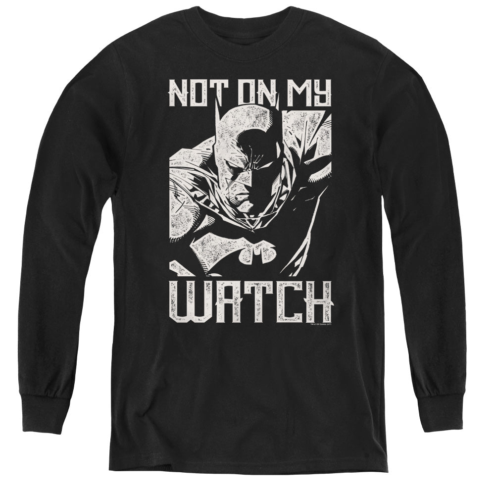 AN OFFCIALLY LICENSED BATMAN WATCH YOUTH LONG SLEEVE T-SHIRT BLACK