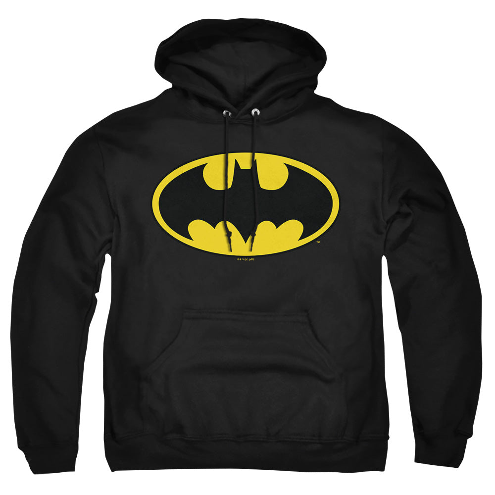 AN OFFCIALLY LICENSED BATMAN CLASSIC LOGO ADULT UNISEX PULLOVER HOODIE BLACK