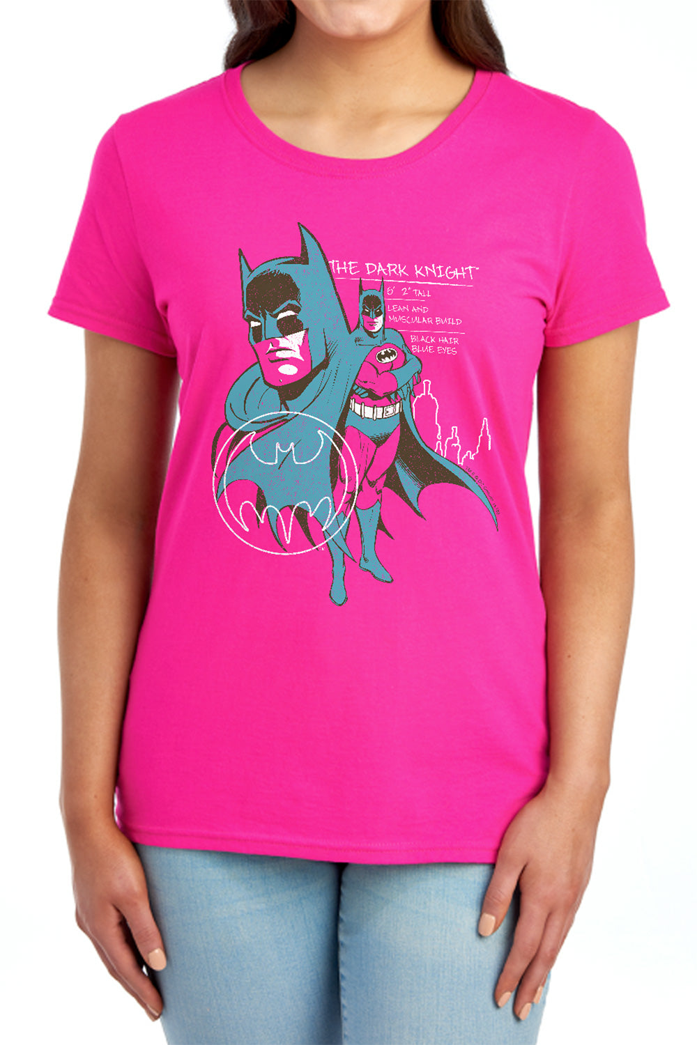 AN OFFCIALLY LICENSED BATMAN LEAN AND MUSCULAR WOMEN'S REGULAR FIT T-SHIRT RED