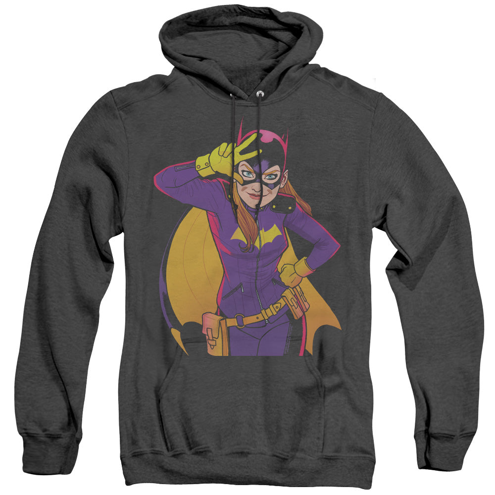 AN OFFCIALLY LICENSED BATMAN BATGIRL MOVES ADULT UNISEX HEATHER PULLOVER HOODIE BLACK