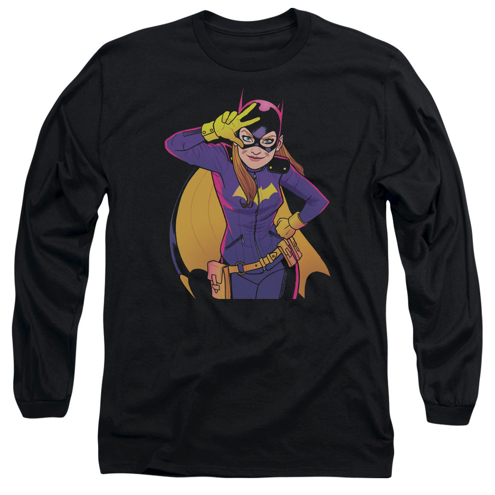 AN OFFCIALLY LICENSED BATMAN BATGIRL MOVES MEN'S LONG SLEEVE T-SHIRT BLACK