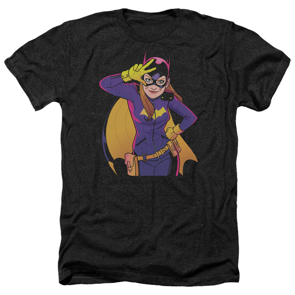 AN OFFCIALLY LICENSED BATMAN BATGIRL MOVES MEN'S HEATHER T-SHIRT CHARCOAL