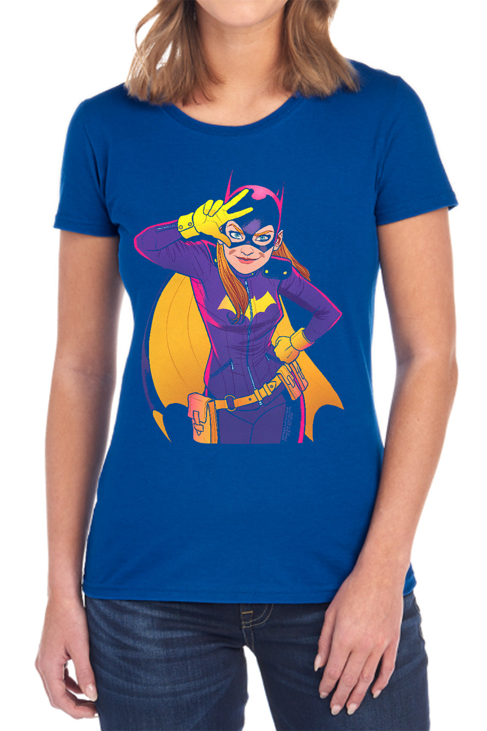 AN OFFCIALLY LICENSED BATMAN BATGIRL MOVES WOMEN'S REGULAR FIT T-SHIRT BLACK