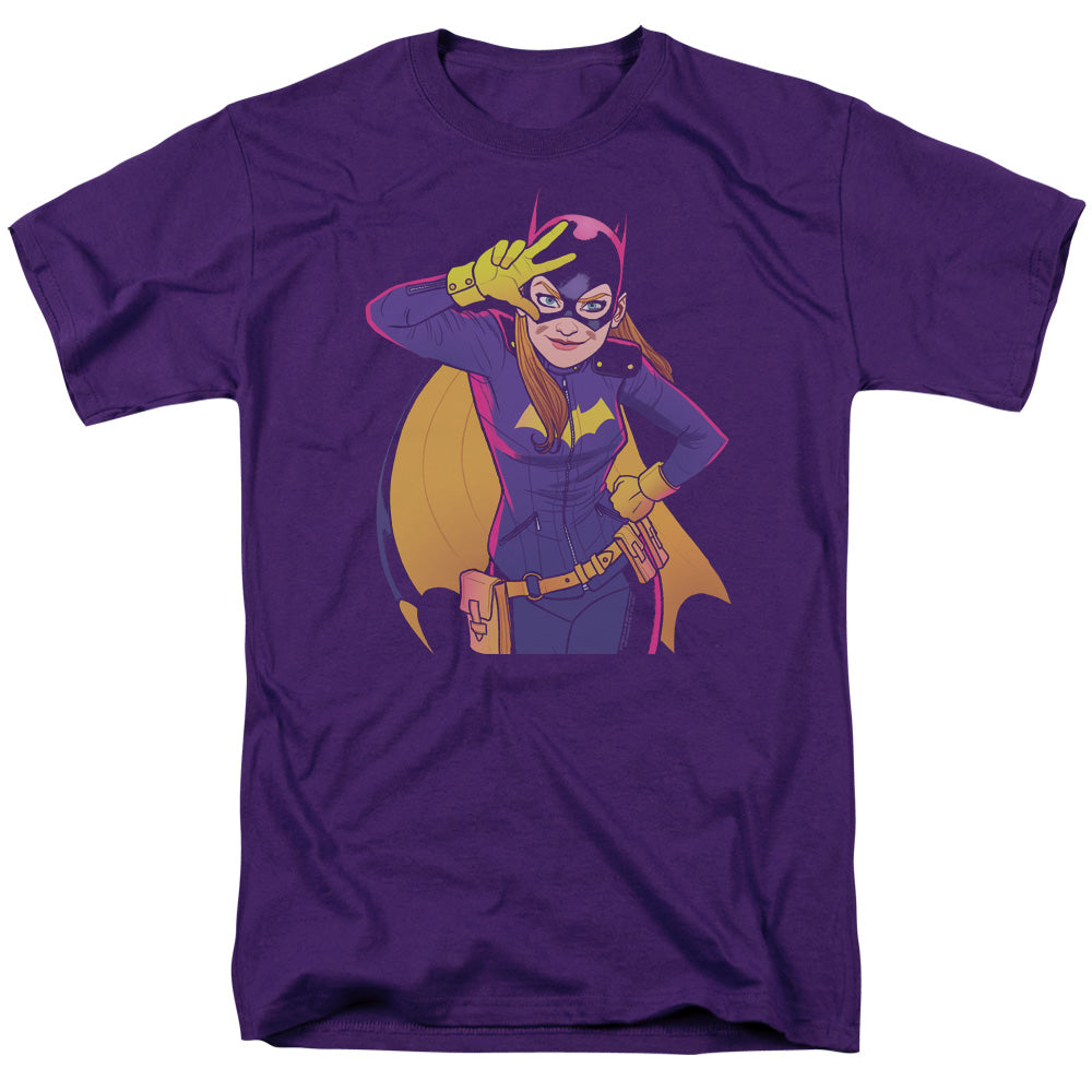 AN OFFCIALLY LICENSED BATMAN BATGIRL MOVES MEN'S REGULAR FIT T-SHIRT PURPLE