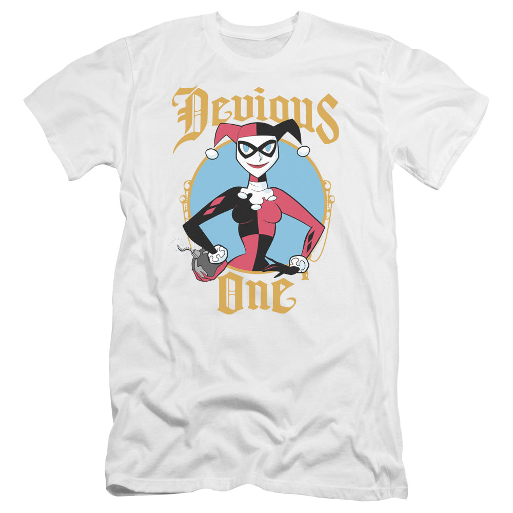 AN OFFCIALLY LICENSED BATMAN DEVIOUS ONE MEN'S PREMIUM SLIM FIT T-SHIRT WHITE